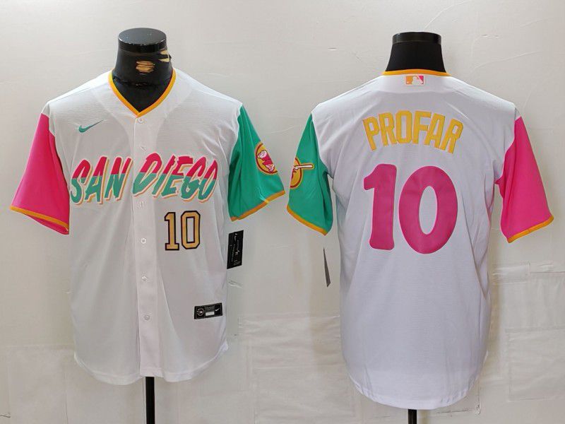 Men San Diego Padres #10 Profar White City Edition 2024 Nike MLB Jersey style 12->women mlb jersey->Women Jersey